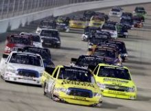 Pole sitter Kyle Busch leads the field at the start – and for 131 laps – of the Nashville 200 on Friday. Credit: John Sommers II/Getty Images for NASCAR